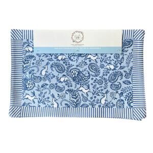 Rachel Ashwell Farmhouse Bunny Paisley Reversible Placemats 13x19 Blue White New